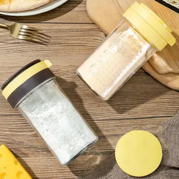 Шейкър за настъргано сирене, Диспенсер за подправки от прозрачно стъкло, Прахоустойчив, влагоустойчив, отговарят на високи контейнер за подправки, захар, сол, чили на прах