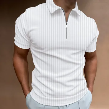 2023 Мъжки Луксозни Летни нови Polo ризи с къси ръкави, негабаритная свободна тениска с цип, висококачествен топ, американски размер S-3Xl