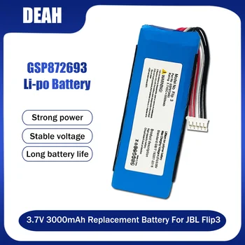 3,7 3000 mah 11,1 Wh GSP872693 P763098 03 Сменяеми батерии За JBL Flip 3 Flip3 СИВ Bluetooth Високоговорител Литиево-полимерна Batteria