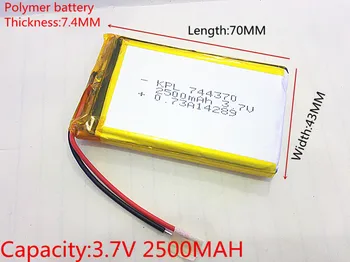 3,7 В, 2500 mah, 744370 PLIB (полимерна литиево-йонна батерия) Литиево-йонна батерия за таблети, GPS, mp3, mp4, мобилен телефон, динамика