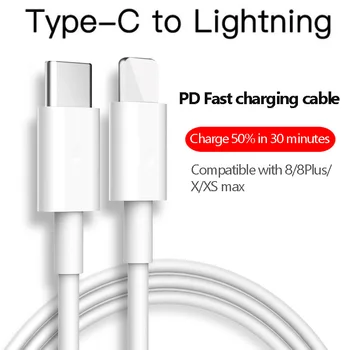 36 W PD Бързо зареждане Type c USB-C към кабела Lightning за iPhone 8 X XR XS 11 Pro Max 8plus 11pro Кабел за зареждане и трансфер на данни за Mac
