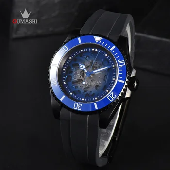 40 мм мъжки часовник OUMASHI, черна обвивка, синя яхта, луксозни автоматични часовници NH70, водоустойчиви часовници е от неръждаема стомана