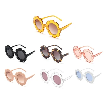 7 Чифта слънчеви очила с кръгла цвете за момичета, слънчеви очила с лайка, кръгли сладки очила за деца, улични плажни очила