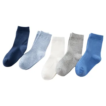 Baby Lotus, новостите на пролетта, 5 чифта/лот, висококачествени памучни ученически чорапи за момчета, чисти студентски спортни чорапи дишащи