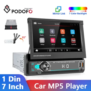 Podofo 7-Инчов Разтегателен Радиото в автомобила MP5 1Din Мултимедиен Плейър Bluetooth FM Аудио Микрофон Камера за Задно виждане Универсална Автомобилна Стерео уредба