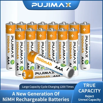 PUJIMAX 16 Бр 1,2 1100 mah AAA Ni-MH Акумулаторна Батерия за Клавиатура На автомобила, Електронни Везни, Безопасни за употреба И Не изтича
