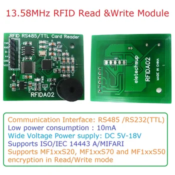 RS232 RS485 UART 13,56 Mhz RFID четец/Писател RC522 CV520 за М1 S20 S50 S70 NFC RFID UID IC карта