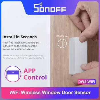 Sonoff DW2-WiFi Безжичен Сензор за Сигурността на Врати/прозорци Домашна Алармена Работа с приложението eWeLink Поддръжка на устройства Sonoff IFTTT