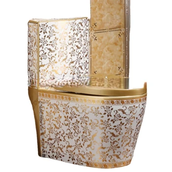 Вик златен цвят, тоалетната чиния, керамика, позлатени тоалетна чиния