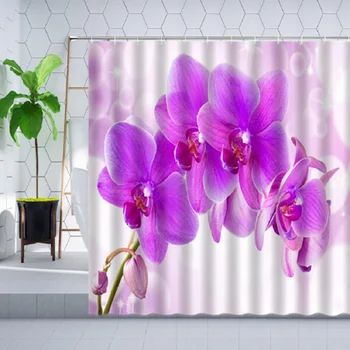 Висококачествена завеса за душ с орхидеи, акварелни Цветя, екзотичен принт, Водонепропусклива Завеса за баня, интериор баня с куки