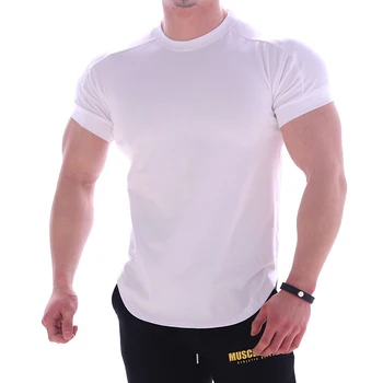 Висококачествени мъжки ризи за спорт в салона, плътно прилепнали тениски за джогинг, всекидневни топ с къс ръкав, бързосъхнеща дишаща облекло