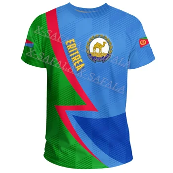 Емблема на страната Еритрея, Камила, дашики, Национален флаг, висококачествени тениски с 3D принтом, годишен мъж жена случайни топ с кръгло деколте-4