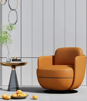 Италиански минималистичен въртящи разтегателен диван и фотьойл за един човек, дизайнерски стол за дневна, тераса, всекидневни стол