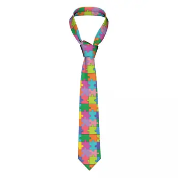 Класическа вратовръзка за мъжете, копринени мъжки вратовръзки за сватбени партита, бизнес вратовръзка за възрастни, всекидневни пъстра вратовръзка-пъзел