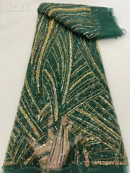 Луксозна Френска Лейси плат с бродерия, за да оформите в африка нигерия стил с пайети, плат за булчински рокли, парти