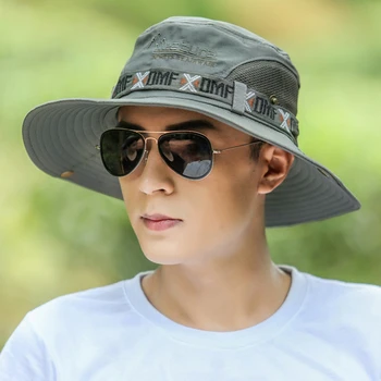 Лятна мъжка панама с защита от uv, градинска ловно туристическа шапка с широка периферия, модни окото шапка Рибар, плажна шапка солнцезащитная