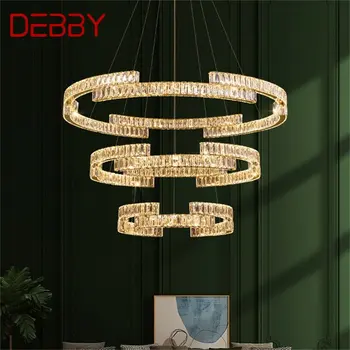 Модерен Окачен лампа TEMAR с кръгли led украса под формата на кристали и злато, креативна полилей, декоративни тела за хол на хотела