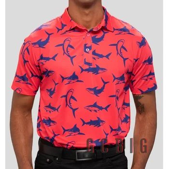Мъжка спортна риза за голф с ревера, риза с къси ръкави, летни бързо съхнещи потници, облекло за алпинизъм, ежедневни дишаща тениска с къс ръкав