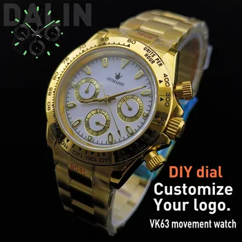 Направи си САМ Потребителски Часовници с Лого, Циферблат, часовници 39mmVK63, часовници VK63, механизъм, мъжки часовник, хронограф, електронни многофункционален часовник*