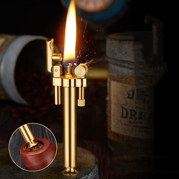 Нова немска запалка ROWENTA с подвижна тръба с постоянен хлопковым сърцевина от чиста мед, керосин Ветрозащитная опесъчаване кръгова кремневая запалка