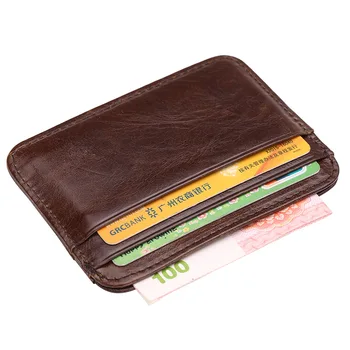 Ново записване, ретро мъжки титуляр за кредитни карти от естествена кожа, малък портфейл, чанта за пари, калъф за лични карти, мини-портфейл за мъже