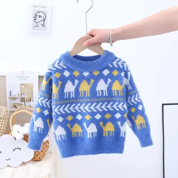 От 2 до 8 години 2022 есен-зима, детска дебела вязаная дрехи за момчета и момичета, детски вязаный пуловер, пуловер за деца