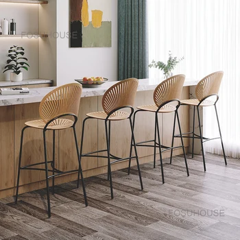 офис бар стол с облегалка от скандинавския дърво, Кухня, Модерен майстор, лесен Бар стол Дизайнерски Бар столове с висока облегалка, Мебели за дома