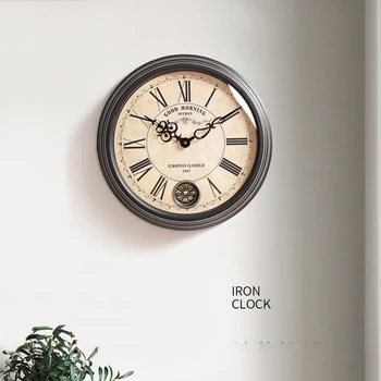 Ретро Безшумни Големи Стенни Часовници Модерна Дневна Спалня Луксозни Стенни Часовници Кухня Метални Изкуство Reloj De Pared Home Decor WK50WC