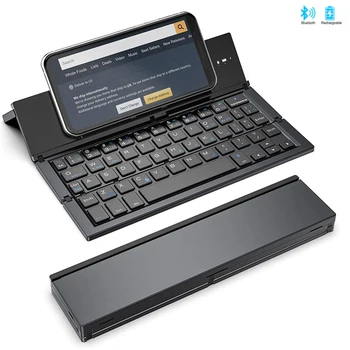 Сгъваема Bluetooth клавиатура Jomaa, акумулаторна безжична сгъваема клавиатура джобен размер за iPad, iPhone