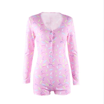 Секси дамски цельнокроеные мека пижама, есенна пижама с V-образно деколте, пижами, ярко-розови прилепнали пижами, плъзгачи, Комплект костюми