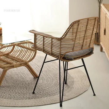 Скандинавските творчески плажни столове Съвременната Градинска мебели за домашно Стол с облегалка от ратан Лесен За почивка на балкона Улично стол