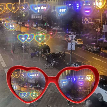 Слънчеви очила във формата на сърце, Дамски рамка от КОМПЮТЪР, Промяна на светлината, Лещи във формата на Сърце, Цветни Слънчеви Очила, Дамски Червени, Розови нюанси, Магия