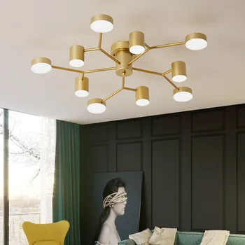 Тавана лампа в скандинавски стил за всекидневната, Индивидуален домашен Креативен Модерен минималистичен led тавана лампа, за скрит монтаж Разкошен Златен Начало Декор