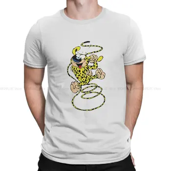 Тениска Marsupilami Spring With Ear In Hand за мъже, тениска от полиестер в комикс стил Гастона Лагаффе, мека