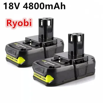 Усъвършенстване на литиево-йонна батерия Ryobi 18V капацитет от 4,8 Ah, която е съвместима с Ryobi 18Volt ONE Plus P107 P108 P102 P103 P104 P105 P109