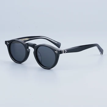Японски марки оптични, слънчеви очила 340 Премия Ацетатно-сиви очила с Uv400 Мъжки луксозни дизайнерски кръгли очила ръчно работа за жени